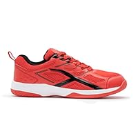 Hundred Xoom Non-Marking Professional Badminton Shoes for Men (Red/Black, Size: UK 9/US 10/EU 43)|Material : Polyester, Sole: Rubber | Suitable for Badminton/Tennis/Squash/Basketball & Padel