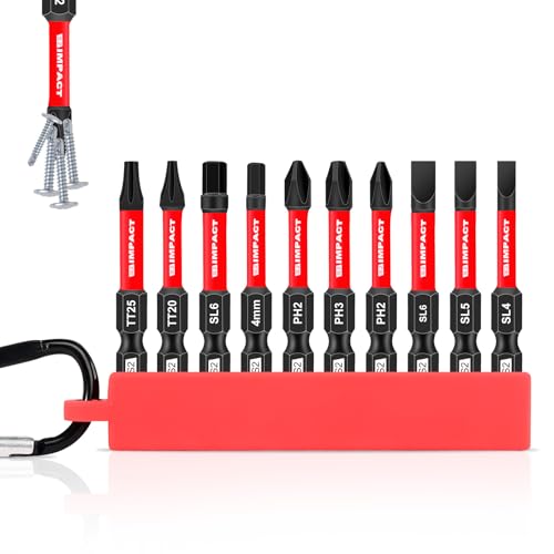 Lot de 10 embouts de vissage magnétiques en acier PH2/PZ2/Torx S2 70 mm de long pour visseuse sans...