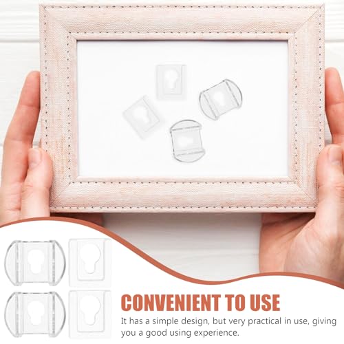 Image of Veemoon 8Pcs Picture Frame Keyhole Hangers, Acrylic Frame Hanging Clips Wall Shelf Hangers Clear Mirror Mounting Brackets Heavy Shelf Glass Bracket Backplane Tool