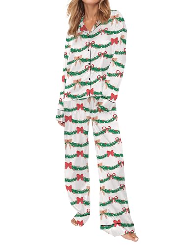 Image of SHESHOW Satin Pajamas for Women Set Long Sleeve Button Down Sleepwear 2 Piece Nightwear Women Pjs Sets Size XS-XXL