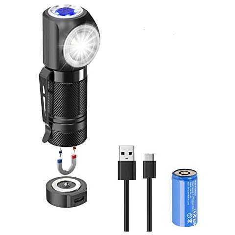 MXLEGNT Led Angle Torch Rechargeable: Bright Flashlight with Clip & Magnet Charger Base - Small & Powerful Cover