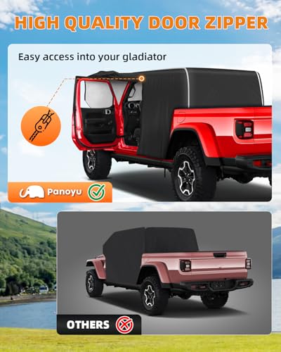 Image of Waterproof Cab Covers Fit for Gladiator JT 2019-2025, Scratchproof Inner Cotton Car Cover with Driver Door Zipper Windproof Straps All Weather UV Protection