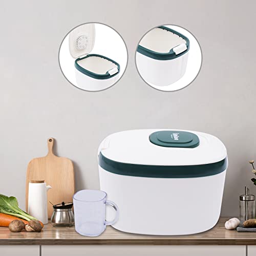 POTYYH Reisbehälter - 5kg Küche Aufbewahrungsbox mit Deckel, Luftdicht Getreidebehälter mit Messbecher, Vorratsbehälter für Getreide Hülsenfrüchte und Mehl
