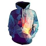 HDHGKYY Bunte geometrische Raute 3D Hoodie Sweatshirt Herren Damen Streetwear Harajuku Herbst und Winter Pullover