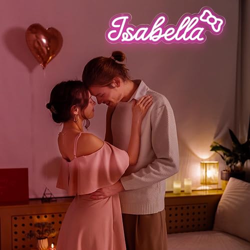 Image of Isabella Name Neon Sign,LED Name Neon Light for Kids Bedroom,Birthday Party Decoration,Neon Sign Customizable for Wall Decor,Perfect Choice for Girls,Size 16.1 * 5.1 inches(JTD0175)