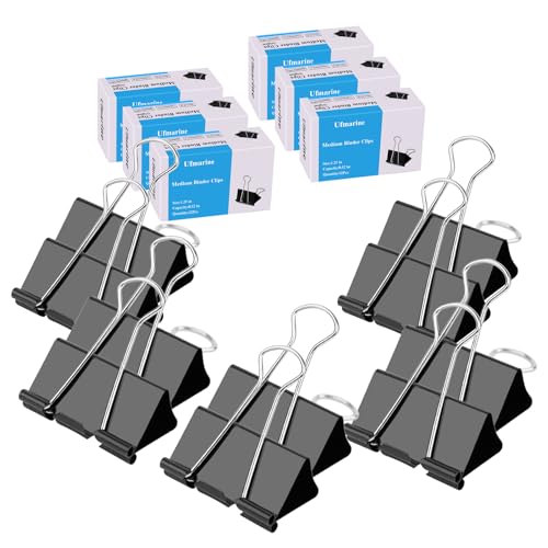Image of Ufmarine Medium Binder Clips 1.25 inch Length, (72 Pcs) Medium Paper Clips for Office Supplies