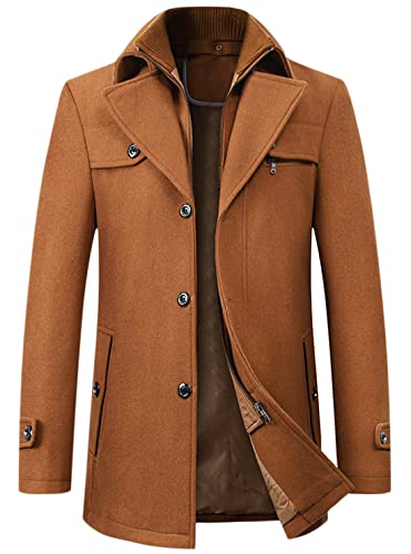 Image of chouyatou Men's Winter Stylish Wool Blend Single Breasted Military Peacoat
