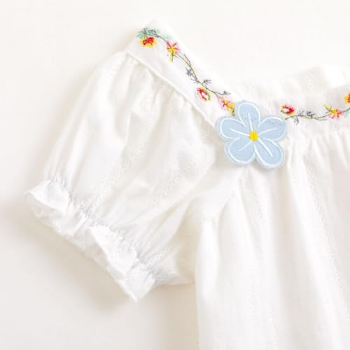 Image of Curipeer Toddler Girls Shirt Summer Casual Puff Short Sleeve Blouse Tops for Baby Girl