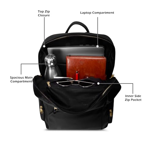 Image of Lavie Signature Women's Colourblock Butte 21L Fashion Backpack for Women | Fits Upto 15.5 Inch Laptop | Fashion Backpack for Work | Ladies purse | Stylish Shoulder Bag | Gift for Women