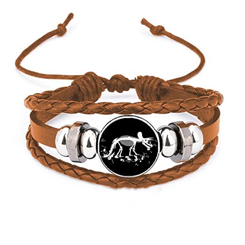 Bracelet miniature en cuir véritable et véritable os de dinosaure de luxe