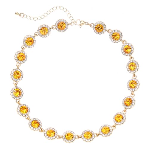 ACEDRE Colorful Crystal Choker Necklace Sparkly Rhinestone Chokers Necklaces Gold ...