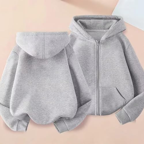 Girls Sweatshir Zipper Long Sleeve Fleece Hoodies Solid Hooded Sweatshirts Fashion Fall Pullover Sweaters With Pockets2