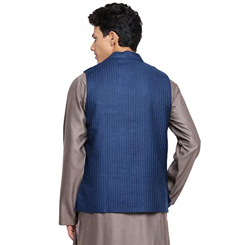 Image of Fabindia Blue Viscose Blend Dobby Jackets