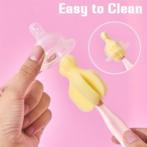 Image of 4PCS Baby Bottle Brush Set - Milk Bottle & Nipple Cleaner with 4 Detachable Portable Scrubber Brushes