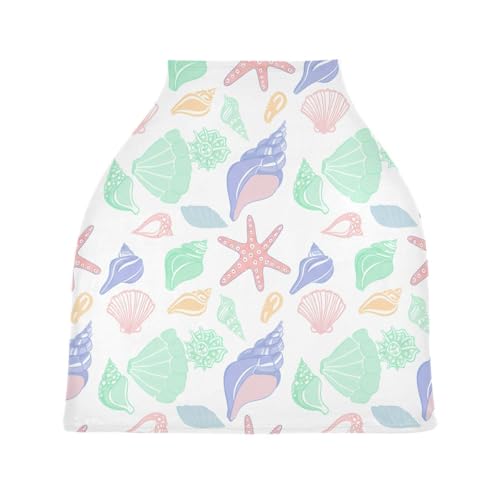 Bulletgxll Colorful Seashells Car Seat Covers for Babies Breathable Nursing Breastfeeding Cover Multi-Use Infant Carseat Canopy and Stroller Cover for Boys Girls