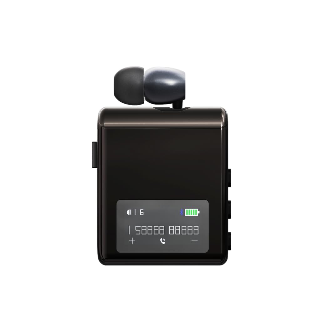 Drumstone (𝐒𝐩𝐞𝐜𝐢𝐚𝐥 𝟏𝟓 𝐘𝐞𝐚𝐫𝐬 𝐖𝐚𝐫𝐫𝐚𝐧𝐭𝐲 "Bluetooth 5.4 Single Ear Clip Headset with LED Display – Vibration Call Alert, 20H Talk Time, Wireless Earpiece for Driving, Office,