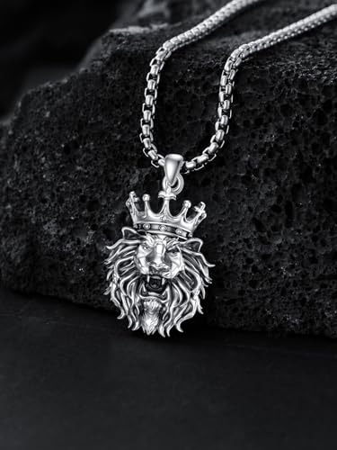 925 Sterling Silver Lion/Owl/Eagle Pendant Necklace for Men Jewelry Christmas Gifts for Men4