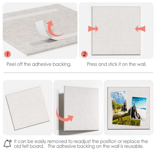 Image of MaxGear Felt Bulletin Board 36 inch x 24 inch, Light Tan Felt Wall Tiles Push Pins