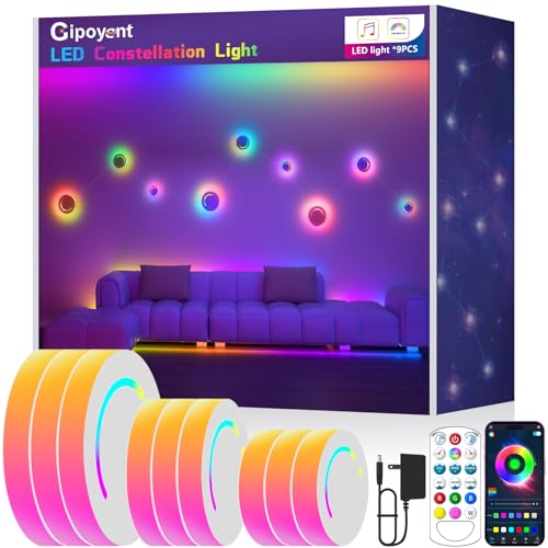 GIPOYENT Smart Wall Light, 9-Piece LED DIY Constellation Light, R...