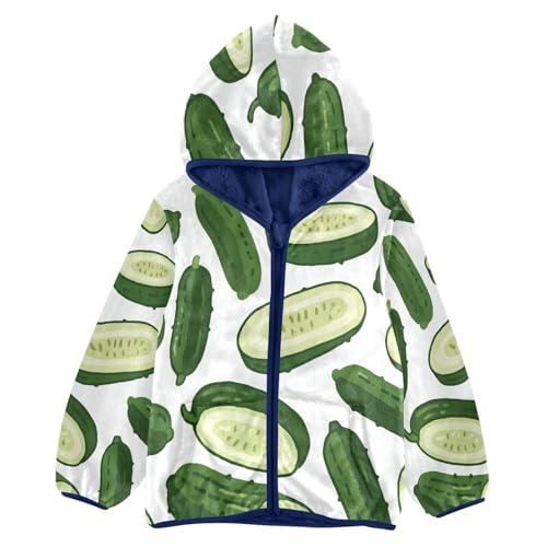 Cucumber Slices Pattern Repeated Background Toddler Fleece Jacket Girl Boys Hooded Fleece Jacket