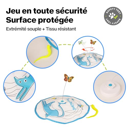 Pet Prime Jouet Interactif Rechargeable pour Chat d'Intérieur - Papillon Automatique 3 en 1 avec Canne à Pêche Cachette - Stimulant & Durable - Éveille l'Instinct de Chasseur – Image 6