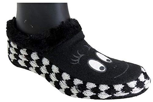 Warm Winter Slipper Socks for Women Ladies Sweet Girl Colorful Booties Slipper Socks Cum Knitted Warm Socks for Indoor use - Soft Rubber Sole - Black(Fits Size 6 to 7) (Assorted Color)