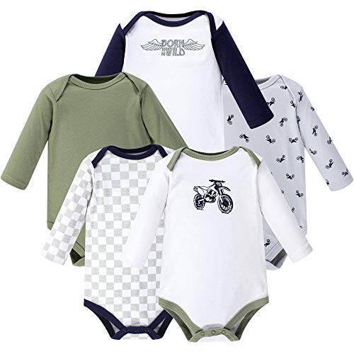 Image of Hudson Baby baby-boys Cotton Long-sleeve Bodysuits 5-pack
