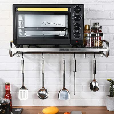 Soporte de pared para microondas, de acero inoxidable, con 6 ganchos Cover