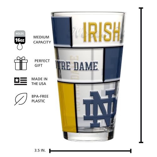 Image of Logo Brands NCAA oz Stained Glass Pint Glass - 3D Embossed Logo & Bold Team Colors - Durable Sports Fan Beer Glass for Home, Bar & Tailgates