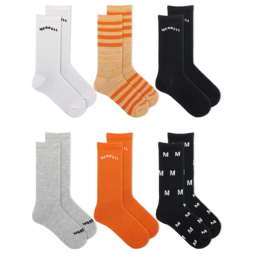 Merrell Kids' Everyday Half Cushion Crew Socks - 6 Pair Pack - Reinforced Heel and Toe2