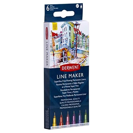 Derwent, Kit com 6 Canetas Line Maker Colour 0,3mm - 6 cores, Kit com 6, 2305576