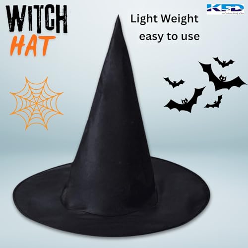 Image of Kaku Fancy Dresses Witch Hat for Girls, Witch Costume Accessory for Halloween Party Prop Multicolor Witch Hat