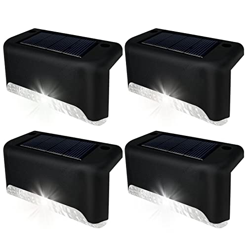 Luces Cubierta - 4 Luces Cubierta solares Luz Escalera LED Impermeable al Aire Libre | Lámpara Solar respetuosa con el Medio Ambiente para escalones, s, terrazas,