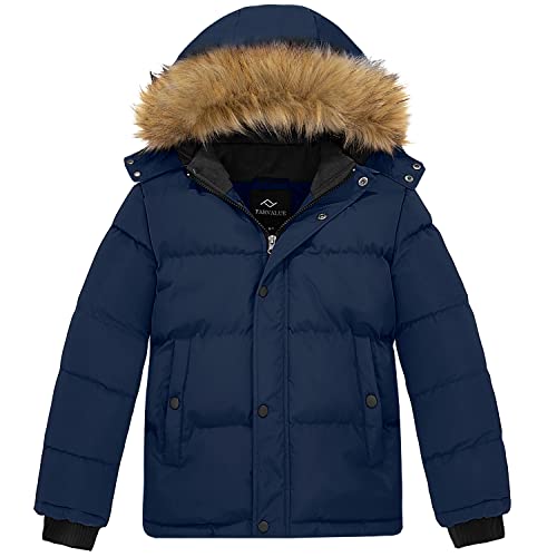Image of FARVALUE Boy's Waterproof Winter Coat Mountain Snow Ski Fleece Jacket Thick Warm Detachable Hood Windproof Rain Coats