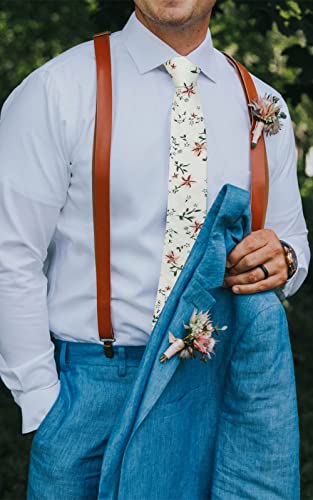 Image of Mantieqingway Floral Ties for Men Skinny Cotton Tie Flower Necktie