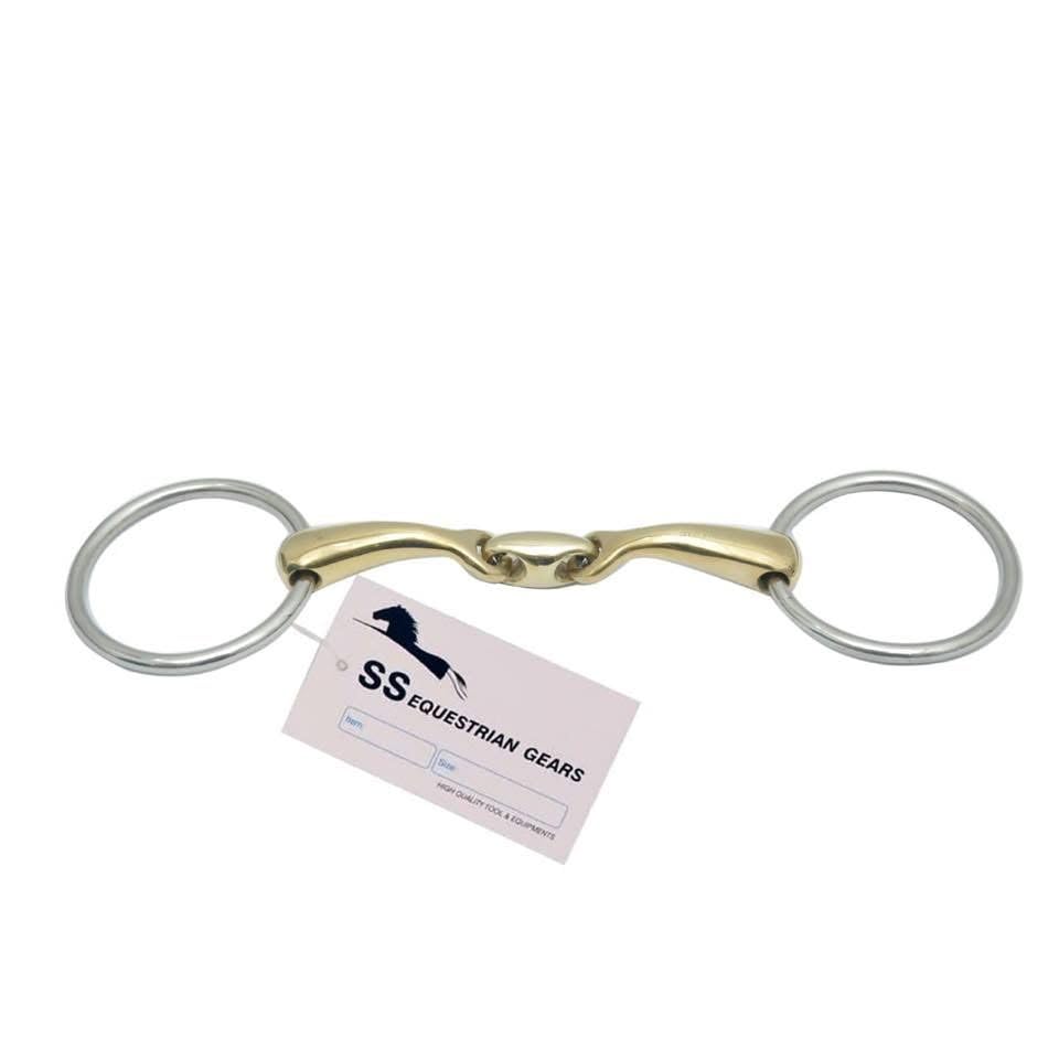 Loose Ring Snaffle Bit, Curved CopperMix Mouth Design Lozenge Joint, Horse Bits Equestrian Tack (5")