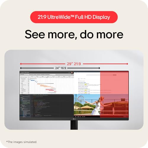 Image of LG 29U511A 73 cm (29 Inch) UltraWide WFHD (2560x1080) IPS Monitor, 100Hz, 5ms(GtG), Anti-Glare, sRGB 99% (Typ.), HDR10, 3-Side Virtually Borderless, DP, HDMI, Headphone Out, Tilt Adjustable (Black)