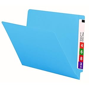 Smead End Tab File Folder, Shelf-Master Reinforced Straight-Cut Tab, Letter Size, Blue, 100 per Box (25010)