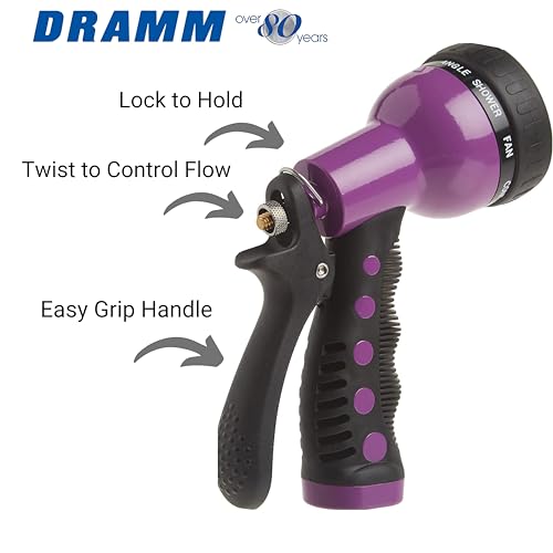 Image of Dramm Revolver Heavy Duty 9-Pattern Garden Hose Nozzle - Adjustable Metal Spray Gun with Thumb-Control Flow & Ergonomic Grip - Orange,(Pack of 6)