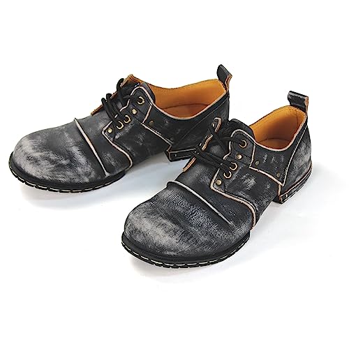 OSSTONE Moto Boots for Men Fashion lace-up Leather Chukka Boots Casual Shoes OS-6015-1-RED-BROWN-R4