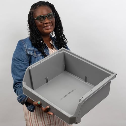Image of ReadySpace Extra Large Plastic Storage Bins, Stackable Organizer Containers for Closet Pantry Shelf Garage and Office Organization, Black, 4 Pack