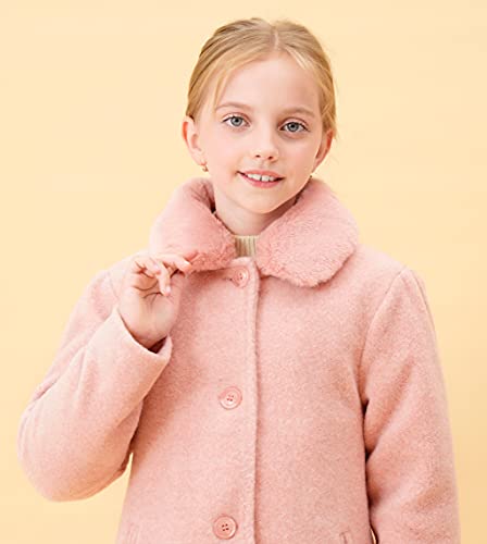 SOLOCOTE Girls Winter Wool Dress Coat Cotton Quilted Peacoat Single Breasted Fur Collar Jacket4