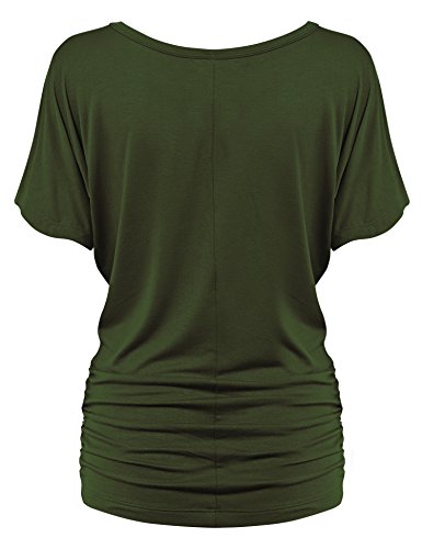 Made By Johnny MBJ WT817 Womens Dolman Drape Top with Side Shirring XXXL Olive