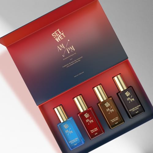 Image of Set Wet AM /PM Gift Set 4x20 ml Premium Scent with Long Lasting Fragrance Perfume - 80 ml (For Men)