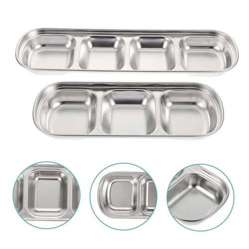 Beavorty 2stücke Edelstahl Futterplatten Mit Multi-fächern Kleine Futtertrays Für Hamster Chinchilla Kleine Haustiere Leicht Zu Reinigen Für Angenehme Fütterung
