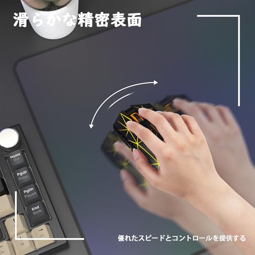 MAGIC-REFINER x ATTACK SHARK マウスパッド、ゲーミングマウスパッド、布製、超高密度のマイクロファイバー生地、滑り止めラバーベース、正確な位置決め、高精度、高速スタート＆ストップ、防水性、防汚性、耐熱性、耐摩耗性、良いバランス、滑りも安定性も兼ね備え、FPSゲーム専用、レーザー式、光学式マウスに対応 【日本正規代理品】（440*400*40mm虹-グレー）