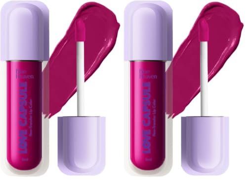 Image of Blue Heaven Love Capsule Non Transfer Lip Colour | Intense Color Payoff | Long Lasting | One Swipe Formula | Liquid lipstick Waterproof & Smudge Proof | Fushia Pink, 5ml (Pack of 2)