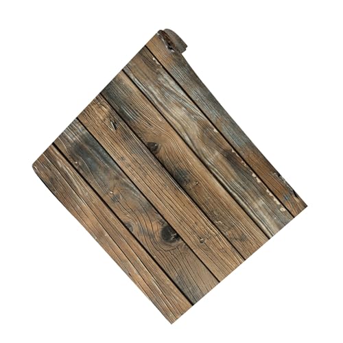 VALICLUD Papier Peint Autocollant Amovible en Pvc Effet Bois Vintage Noir, Papier Peint Décoratif 3d Imitation Planches de Bois pour Mur Intérieur, Salle à...