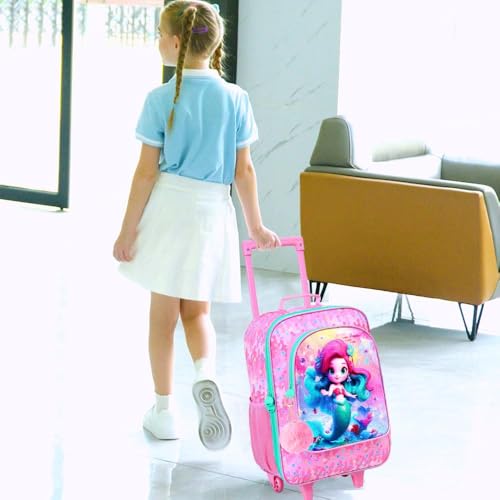 Image of CCJPX Kids Luggage for Girls, Mermaid Rolling Travel Carry on Suitcase for Toddler Children with Wheels(Pink)