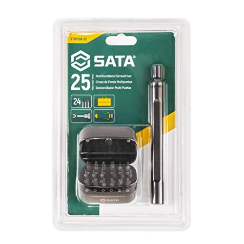 SATA Multifunctional Precision Screwdriver Set with Micro Pen-Style Screwdriver Handle and Case for Storage, Impact Rated, 25-Piece - ST05108-03